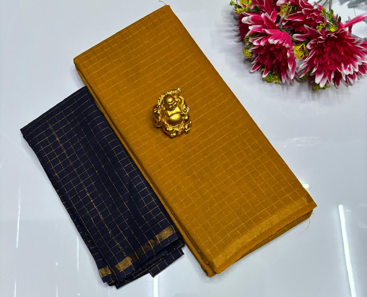 Madurai Sungudi Cotton (Mustard Yellow)