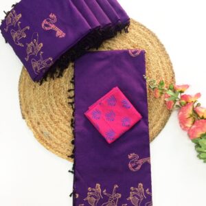 South Cotton Mix Saree (Violet with Pink)