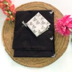 South Cotton Mix Saree (Black with White)