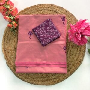 South Cotton Mix Saree (Pink with Megenta)