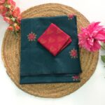 South Cotton Mix Saree (Green with Red)