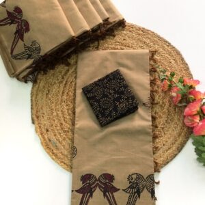 South Cotton Mix Saree (Creamish Brown)
