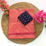 South Cotton Mix Saree (Orange with Blue)