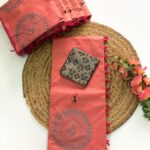 South Cotton Mix Sarees (Orange with grey)