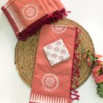 South Cotton Mix Sarees (orange with white)