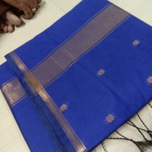Maheshwari Silk Cotton Sarees (Royal Blue)