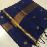 Maheshwari Silk Cotton Sarees (Navy Blue)