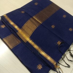 Maheshwari Silk Cotton Sarees (Navy Blue)