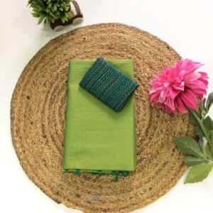 Plain South Cotton Mix Sarees(Green)